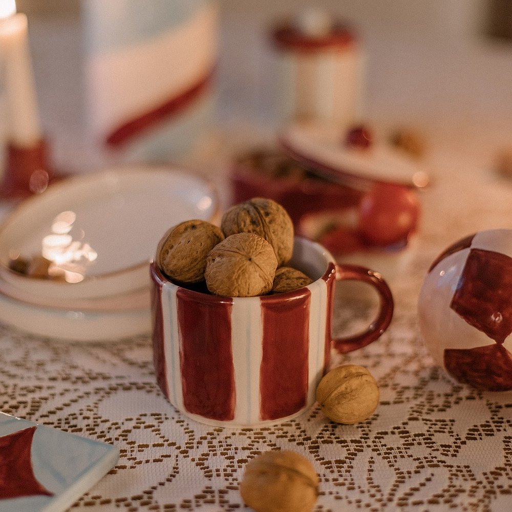 Кружка бургундия-голубая