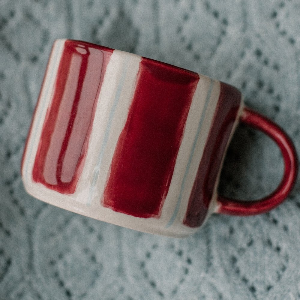 Кружка бургундия-голубая