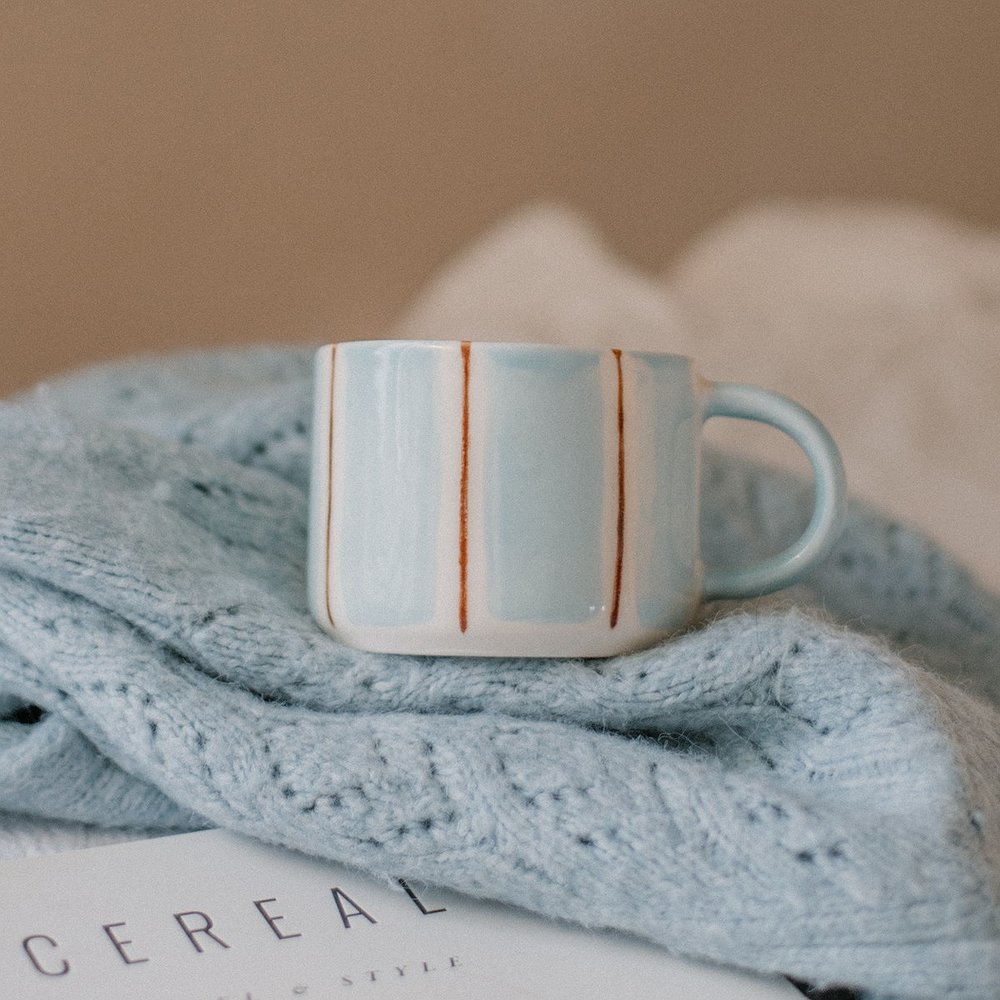 Кружка голубо-коричневая